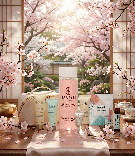 Aset  ハノン桜ホリデートラベルキット-高保湿化粧水で潤い肌★¥6,820!!（22,088円分の豪華トラベルキット＆ポーチ付き！）