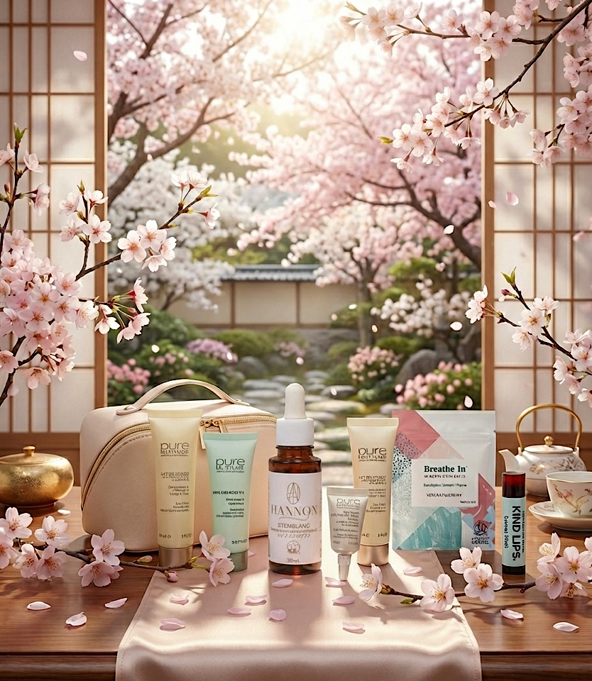 Bset  ハノン桜ホリデートラベルキット-美容液重視のスペシャルケア★¥12,100（22,088円分の豪華トラベルキット＆ポーチ付き！）