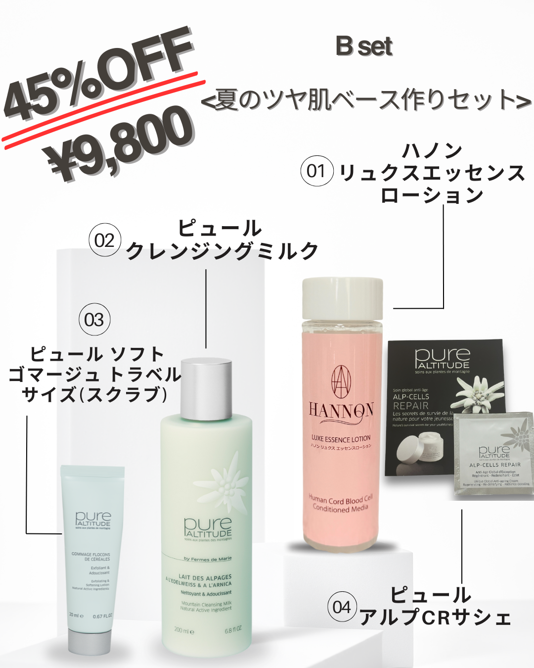 Bset【夏のツヤ肌ベース作りキット】★45%オフ！¥17,985→¥9,800!